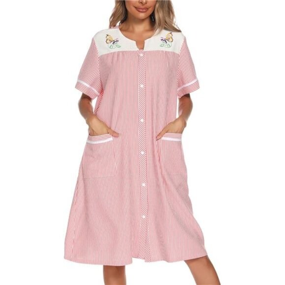sachin and babi light blue dress Casual Nights Women's Short Sleeve Eyelet Embroidered House Dress - Blue